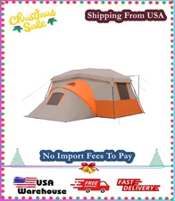 Ozark Trail 11 Person Instant Cabin Tent with 3 Room Family Camping and Awning