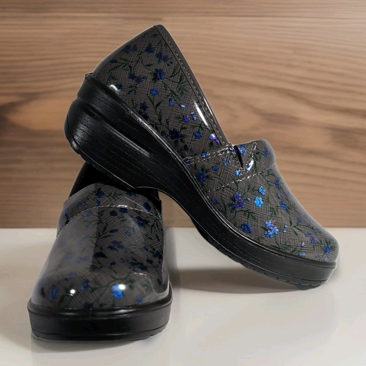 SAOLA Zoccolo slip on Easy Street LAURIE taglia 6 5 grigio floreale antiscivolo suola plateau