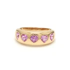 14k gold plated Pink Sapphire Five Heart Chunky Ring 925 silver  eternity band