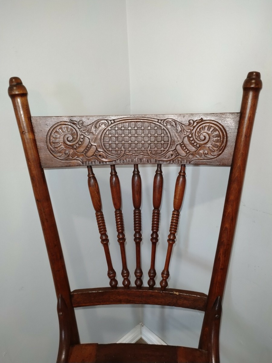 Vintage Victorian Antique Press Back Cane Seat Chair