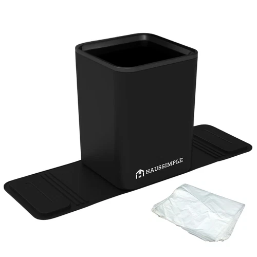 Car Trash Can Leakproof Compact Garbage Bin W/Stability Flap, Anti-Slip Base, Po