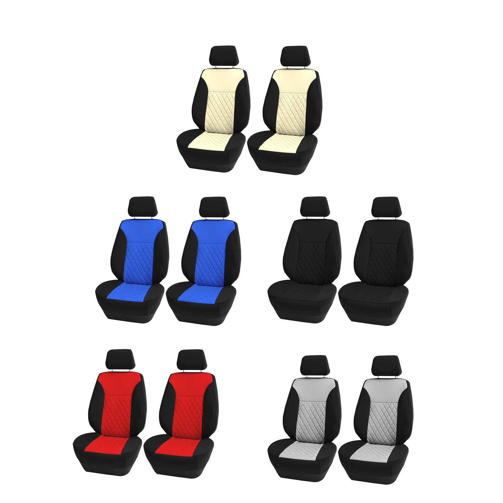 FH Group Neoprene Ultraflex Diamond Patterned Seat Covers Front Seats