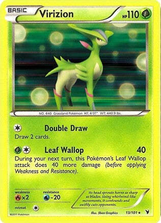 Pokemon Noble Victories Holo Rare Card - Virizion 13/101