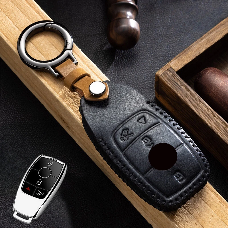 For Mercedes Benz A S C E G M GLC GLA CLA Genuine Leather Car Key Fob Case Cover Foto 4 de 4