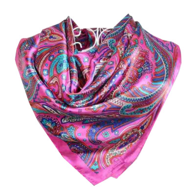 Foulard écharpe 100% Soie 90x90 Cm - Multicolore - Femme - Sans Marque