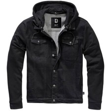Brandit Cradock Denim Sweat Jacket Mens Trucker Long Sleeve Vintage Black/Black