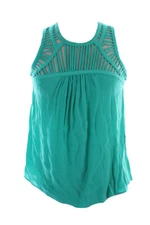 Bar Iii Green Sleeveless Cutout Tank Top S