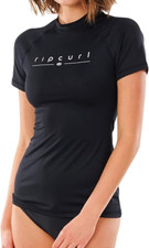 RIP CURL Women's S/S Rashguard GOLDEN RAYS UV - Black - Size 8 XS - NWT