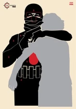 Silhouette -  Hostage BLACK w/Red Center(LW) (100 Target Pack)  36"x 25"