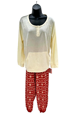 Hanes Comfort Sleep Women's Pajama Set Red/Cream