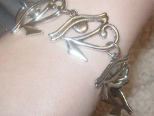 Handmade Egypt Egyptian Silver Eye Of Horus Charm Necklace Bracelet Set       