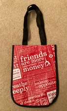 NEW Lululemon Small Reusable shopping bag RED with Logo and Friends are More Imp