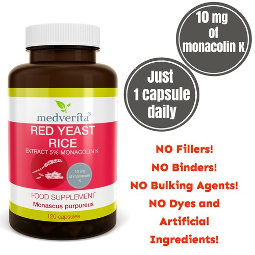 RED YEAST RICE Extract 5 monacolin K Lower Cholesterol NO FILLERS