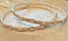 Greek Wedding Stefana Orthodox Crown Ivory Gold Pearl Rhinestone Stephana