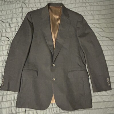 Mark Shale Wool Blend Black With Brown Plaid Blazer Sport Jacket Size 40R USA