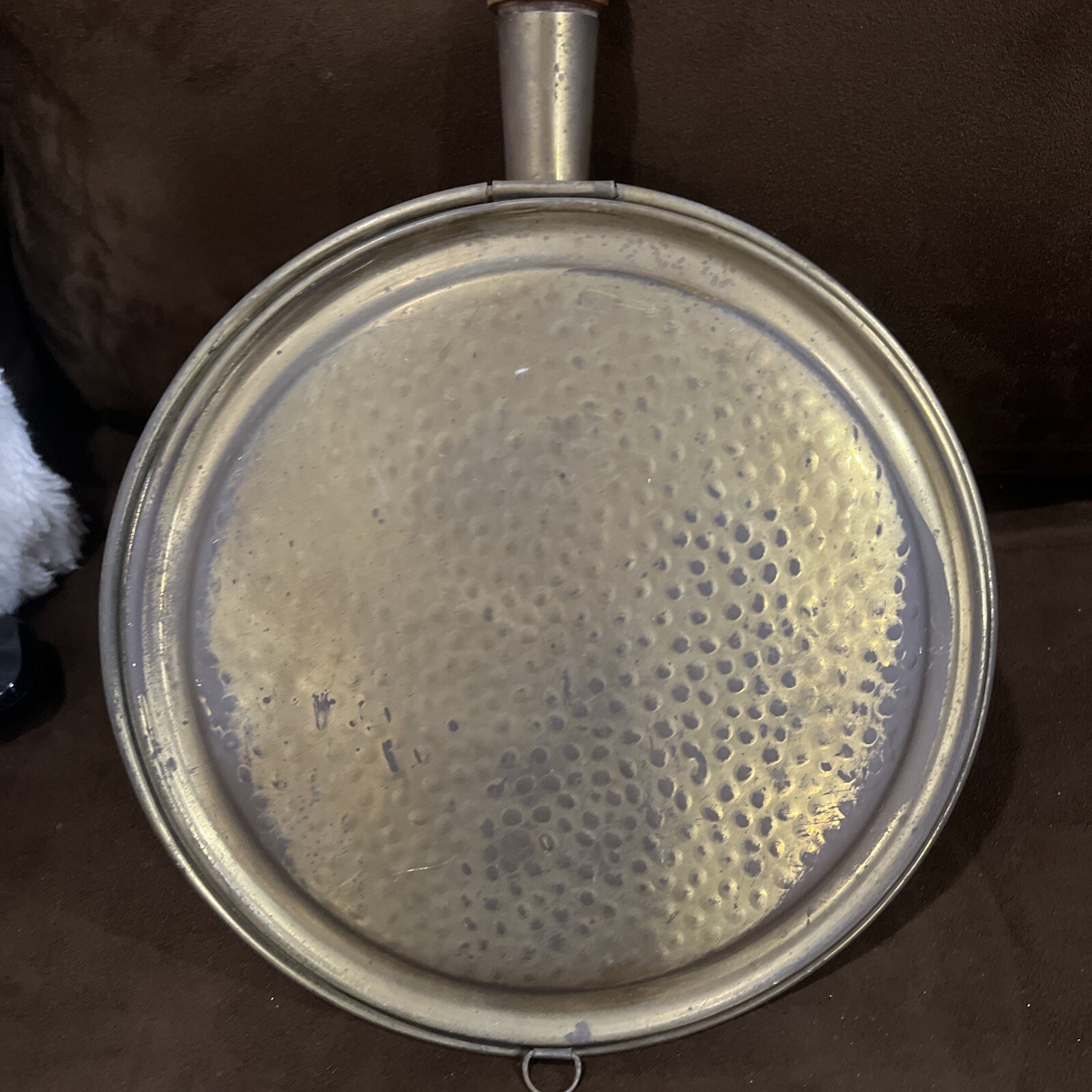 Antique Copper and Brass Bed Pan Warmer with wooden handle 20” long eBay