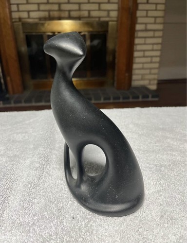 Royal Dux Bohemia Czechoslovakia Vintage MCM Black Porcelain Cat Figurine 7.25" - Picture 2 of 5