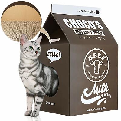 Cat Condo Scratcher Post Cardboard Milk Box Shape Cat Scratching House Black