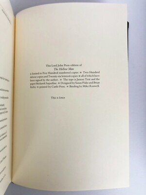 THE HOLLOW MAN - Dan Simmons - Lord John Press #Blank/26 (un)LETTERED Pub Copy