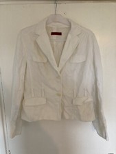 Ladies Luisa Cerano White Linen Jacket Size 12 Vgc