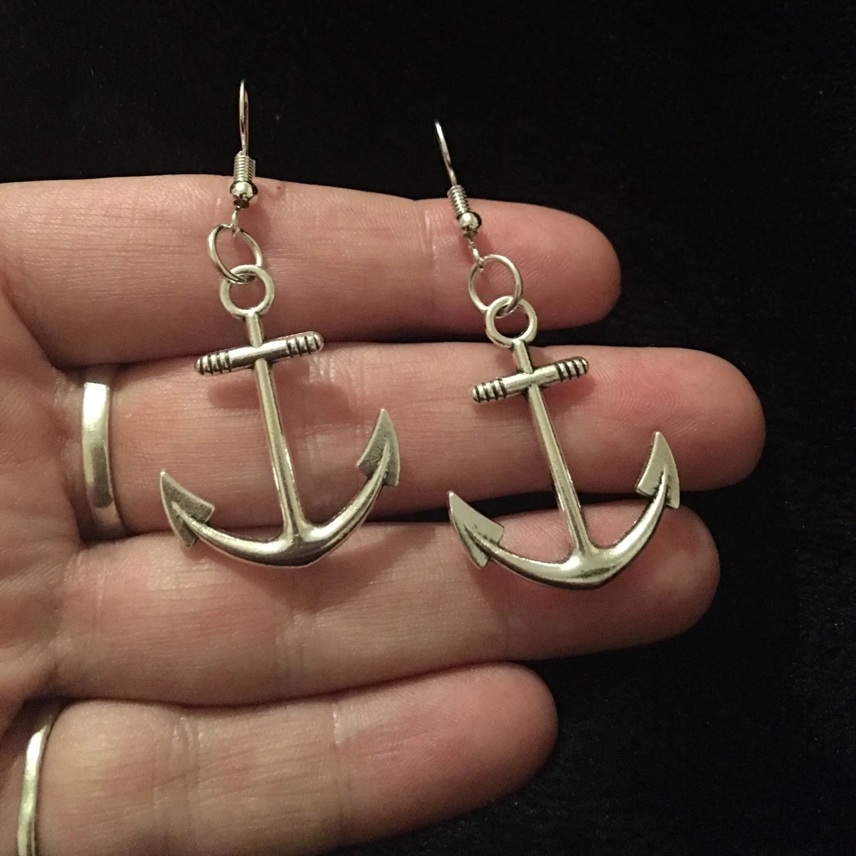 Large anchor earrings sale