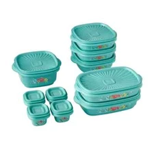 The Pioneer Woman 20 Piece Plastic Food Storage Container Variety Set, Breezy Bl