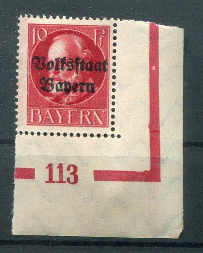 Bavaria Plattennummer 113 Out of 119 Impeccable MNH Unstamped (78657
