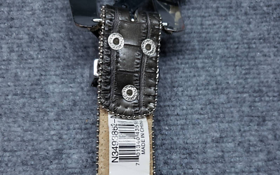 Nocona Belt Womens M Black Leather Rhinestone Bling Stripe  display picture 1