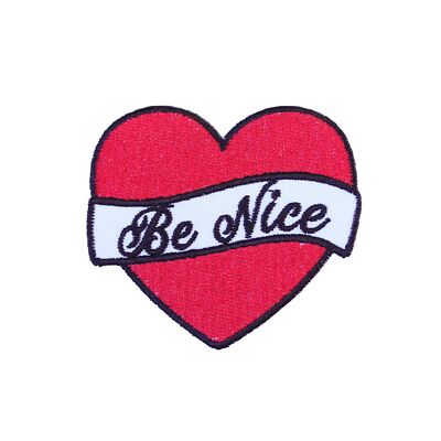 Be Nice Bügelbild Patch Tattoo Rockabilly Herz Geschenk Kleidung Transfer Applikation BN