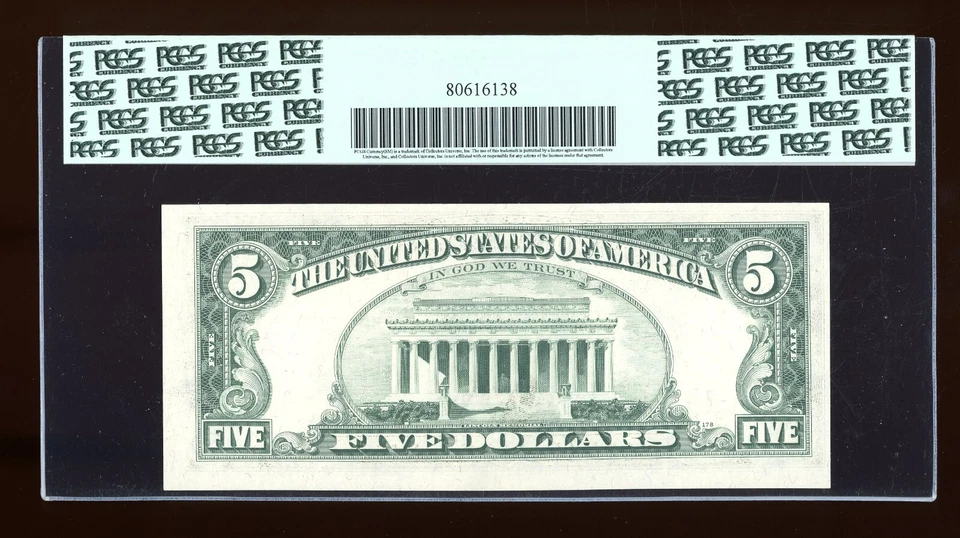 DBR 1969-A $5 FRN Philadelphia Fr. 1970-C PCGS 63 PPQ Serial C00314270B - Image 2 of 2