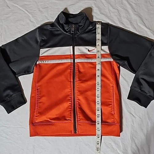 Nike Boys Size 7 Gray Orange Long Sleeve Zippered Track Jacket Used - Picture 13 of 14