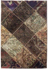 4x6' Brown Antique Perssiaan Patchwork Rug 22129