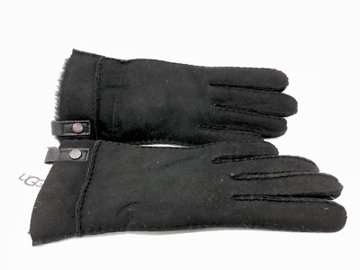 UGG Australia TENNEY SUEDE SHEEPSKIN CUFF WINTER GLOVES WOMEN Black 1089900