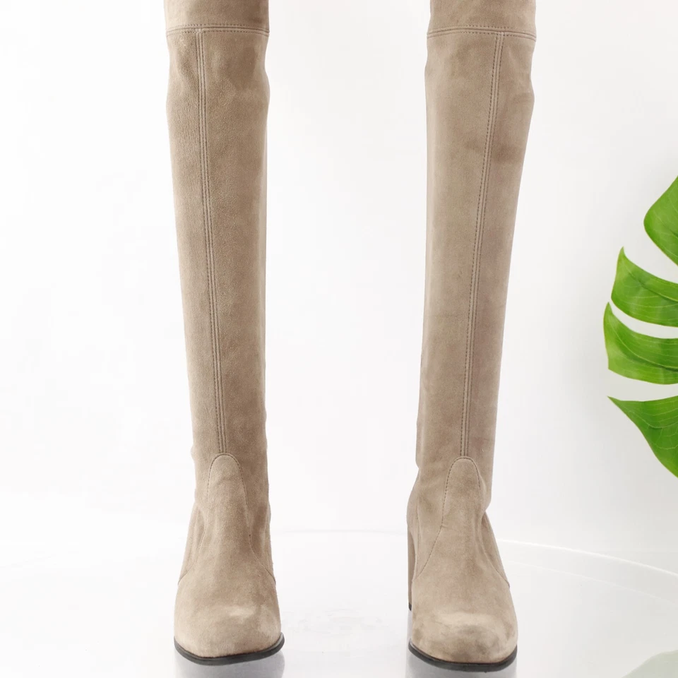 Bota Stuart Weitzman para mujer Tieland OTK talla 8 marrón topo gamuza tacón bloque boho Foto 4 de 4
