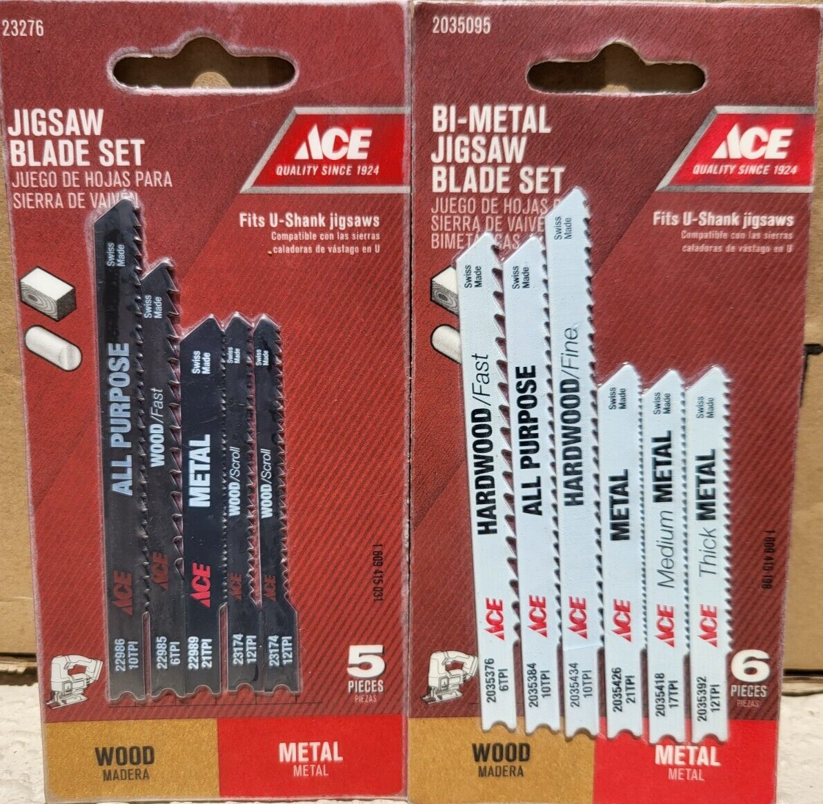 Lot of 4 ACE 5 piece Jigsaw Blade Sets: 2x 23276 and 2x