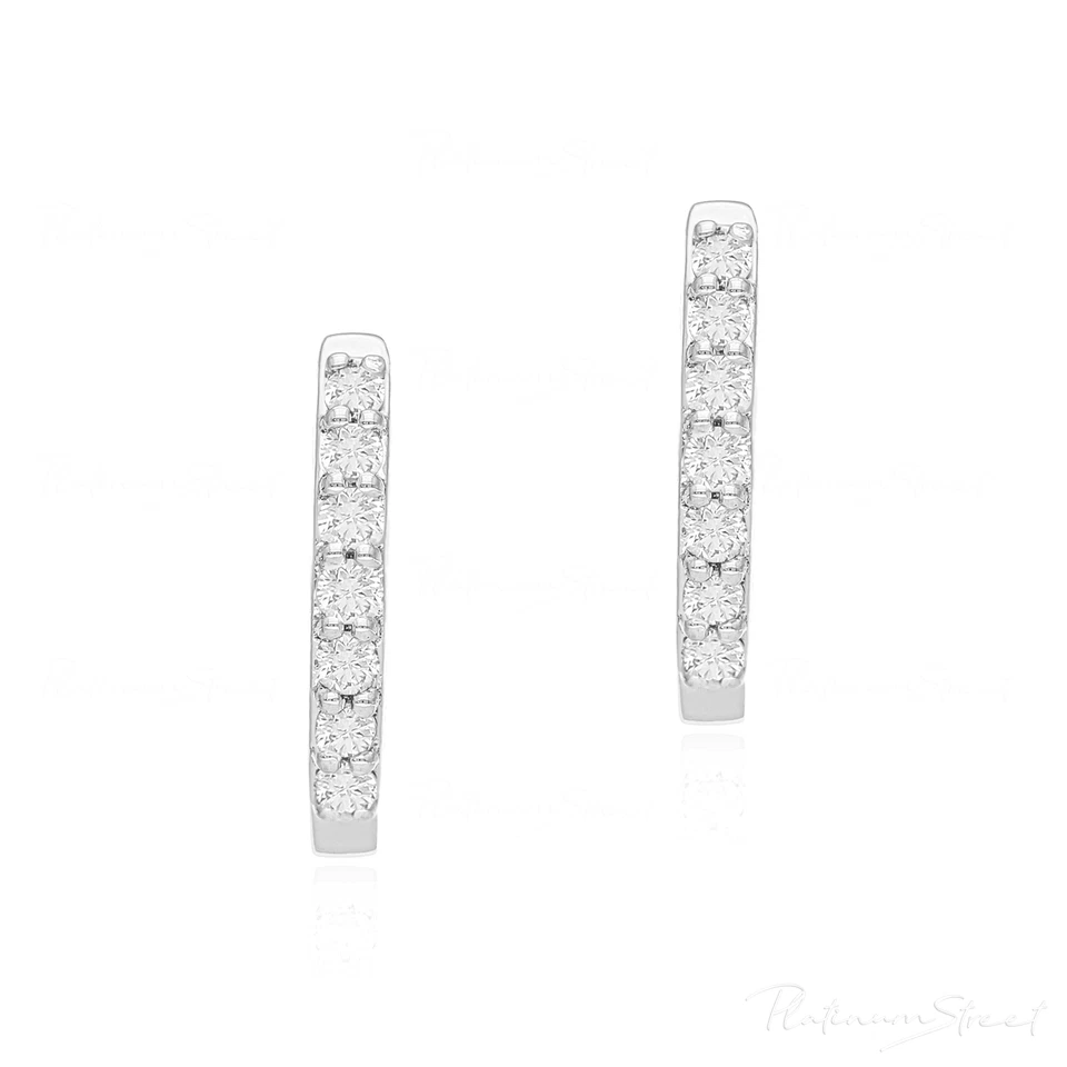 950 Платиновый натуральный бриллиант Huggie обруч 12 мм серьги для подарков - Изображение 4 из 4