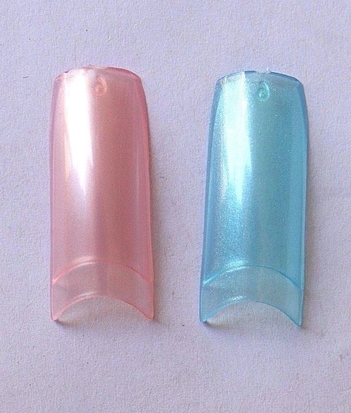 20pc / 100pc Set PEARL Shimmer Coloured FALSE NAIL TIPS Fake Half Moon Acrylic  - Image 2 of 4