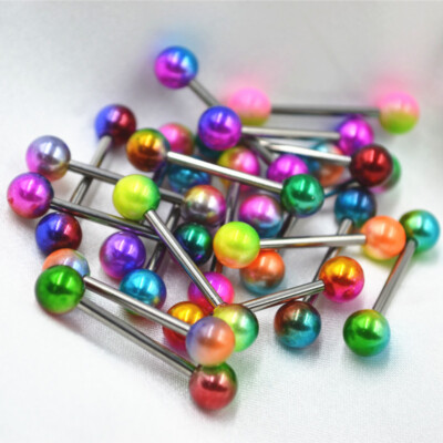 100pcs Acrylic Colorful  Body Piercing Tongue/Nipple Rings Straight Bars Barbell