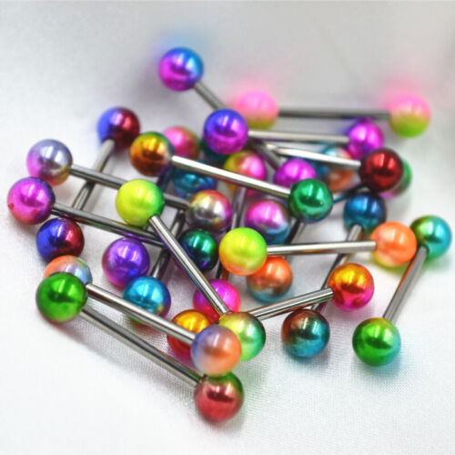 100pcs Acrylic Colorful  Body Piercing Tongue/Nipple Rings Straight Bars Barbell - Picture 1 of 4