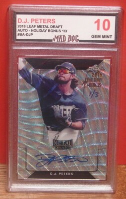 D.J PETERS Rookie AUTO****2018 METAL DRAFT 1/3----GEM 10****RANGERS---MAD DOG