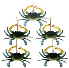 Coastal Maryland Blue Crab Christmas 4 Inch Ornament Set of 5