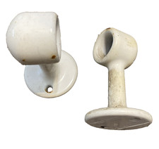 Vintage Rescued Cast Iron White Porcelain Surface Bathroom Towel Bar Holders