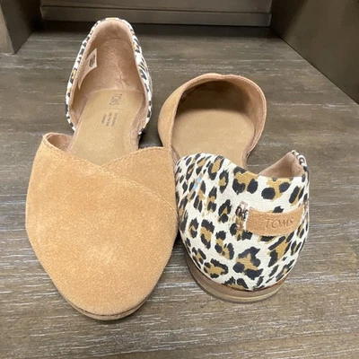 TOMS Women’s 8 d’Orsay Pointed Toe Suede Leopard Print Slip-On Flats - Image 1 of 4