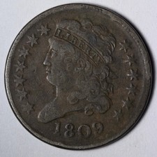 1809 Classic Head Half Cent XF E109 WOBF