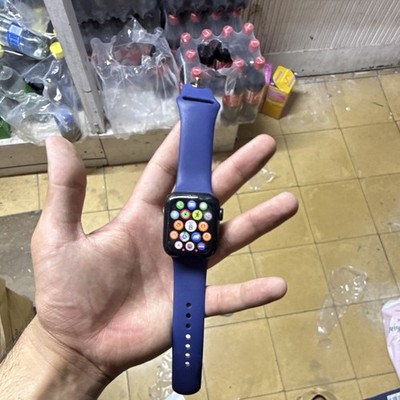 Smartwatch 44 mm Wear OS Android-kompatibel Touchscreen schwarz blau Silikon