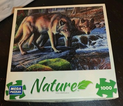 Nature 1000 Piece Puzzle Wolves At Creek  By Mega Puzzles Small Pieces