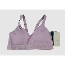 Nike Indy Yoga Sports Bra Women XS Mauve Light Support V-Neck Adjustable Straps