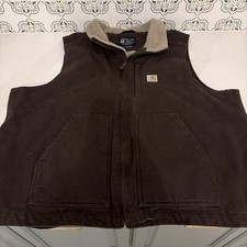 Carhartt Mens Sherpa Lined Vest Size XL Dark Brown Relaxed Fit Model No OV4277-M