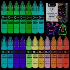 Artecho Glow in the Dark Paint 18 Colors, 11 ml Acrylic Paint for Decoration,...