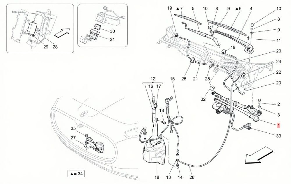 08-19 MASERATI GRANTURISMO FRONT WINDSHIELD WIPER MOTOR LINKAGE ARM ASSEMBLY OEM